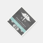 Aqua Blue Chalkboard Caduceus Nurse Afstuderen Servetten (Hoek)