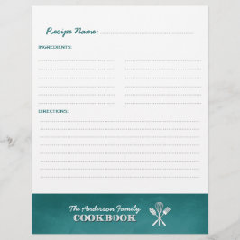 Aqua Blue Chalkboard Family Cookbook Multomap Invo