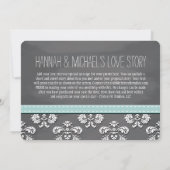 Aqua Blue Chalkboard Lace & Bow Save the Date Card (Achterkant)