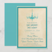 Aqua Blue Chandelier Sweet 16 Kaart (Voorkant / Achterkant)