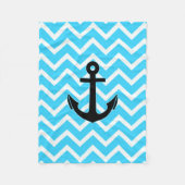 Aqua Blue Chevron Anchor Fleece Deken (Voorkant)