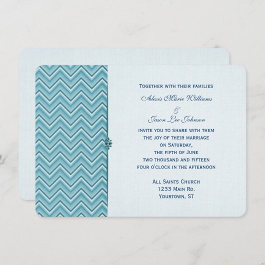 Aqua Blue Chevron Border Kaart (Voorkant / Achterkant)