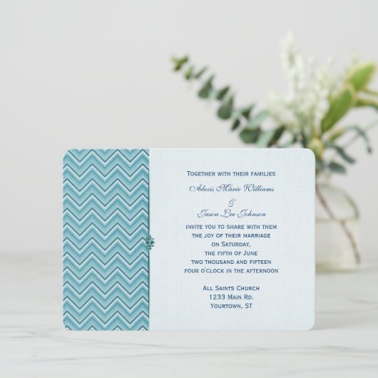 Aqua Blue Chevron Border Kaart (Staand voorkant)