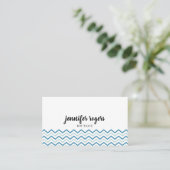 Aqua Blue Chevron Pattern Boutique Visitekaartje (Staand voorkant)