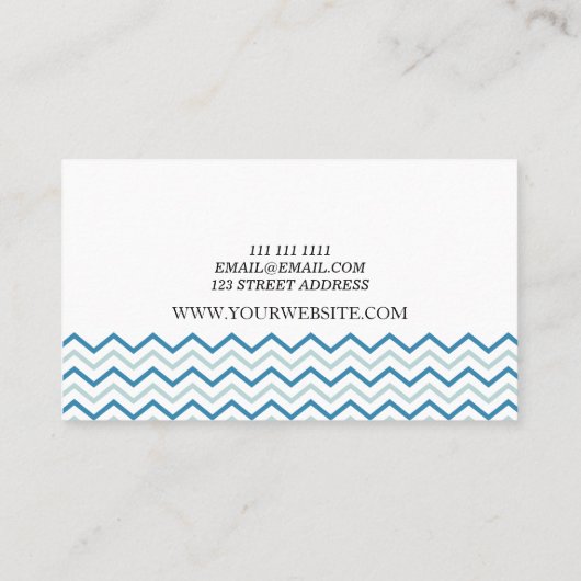 Aqua Blue Chevron Pattern Boutique Visitekaartje (Achterkant)