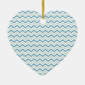 Aqua Blue Chevron Pattern Keramisch Ornament (Voorkant)