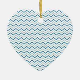 Aqua Blue Chevron Pattern Keramisch Ornament