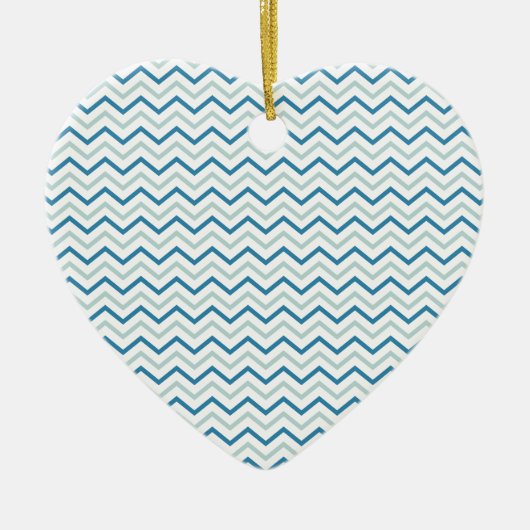 Aqua Blue Chevron Pattern Keramisch Ornament (Voorkant)