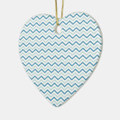 Aqua Blue Chevron Pattern Keramisch Ornament (Links)