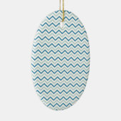 Aqua Blue Chevron Pattern Keramisch Ornament (Rechts)