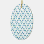 Aqua Blue Chevron Pattern Keramisch Ornament (Links)