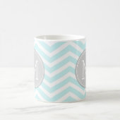Aqua Blue Chevron Pattern met monogram Koffiemok (Center)