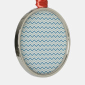 Aqua Blue Chevron Pattern Metalen Ornament (Rechts)