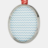 Aqua Blue Chevron Pattern Metalen Ornament (Links)