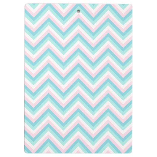 Aqua Blue Chevron Pink White Monogram Design Klembord (Achterkant)