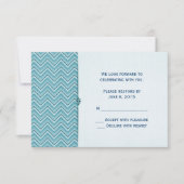 Aqua Blue Chevron RSVP Kaart (Voorkant)