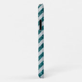 Aqua Blue Chevron Silver Glitter Monogram Case-Mate iPhone Case (Achterkant/rechts)