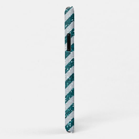 Aqua Blue Chevron Silver Glitter Monogram Case-Mate iPhone Case (Achterkant/rechts)