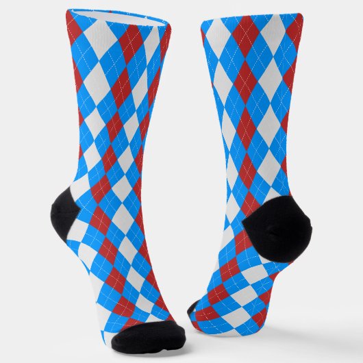 AQUA BLUE & CHRISTMAS RED Argyle Pattern-Sokken Sokken (Gebogen)