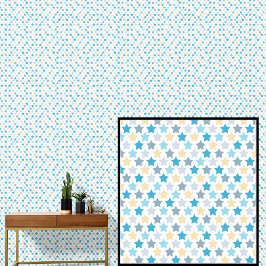 Aqua Blue Citroen Gele Sterren Behang