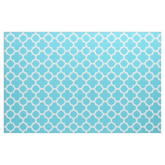 Aqua Blue Classic Quatrefoil Pattern Fabric Stof (Yard (91,4 cm))