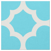 Aqua Blue Classic Quatrefoil Pattern Fabric Stof (Close Up)
