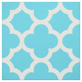 Aqua Blue Classic Quatrefoil Pattern Fabric Stof (Swatch)