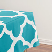 Aqua Blue Classic Quatrefoil Tablecloth Tafelkleed (Voorbeeld)