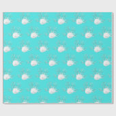 Aqua Blue Coastal Christmas Starfish Zanddollar Cadeaupapier (Vlak)