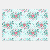 Aqua Blue Colorful Roze kerstontbijtboom Inpakpapier Vel (Voorkant 3)