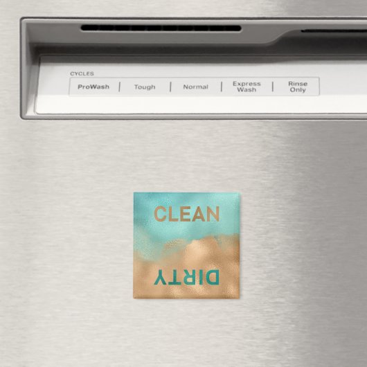 Aqua Blue Copper Folie Clean Dirty Dishwasmachine Magneet (Insitu (Vaatwasser))