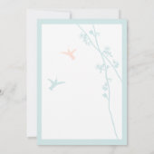 Aqua Blue Coral Flower Humming Bird Wedding Kaart (Achterkant)