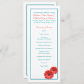 Aqua Blue Coral Gerbera Daisy Wedding Program Programmakaart (Voorkant / Achterkant)