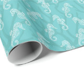 Aqua Blue Coral Reef Seahorse Gift Wrap Cadeaupapier (Rol Hoek)