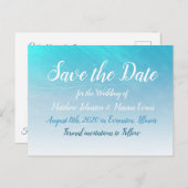 Aqua Blue Crackle Save the Date Briefkaart (Voorkant / Achterkant)