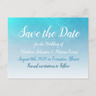 Aqua Blue Crackle Save the Date Briefkaart