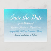 Aqua Blue Crackle Save the Date Briefkaart (Voorkant)