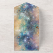 Aqua Blue Cream pauwenveren All In One Uitnodiging (Buitenkant)