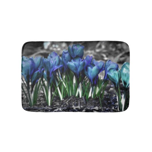 Aqua Blue Crocus Blooms Badmat (Voorkant)