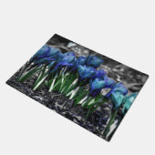 Aqua Blue Crocus Blooms Deurmat (Schuin)
