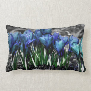 Aqua Blue Crocus Blooms Kussen