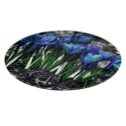 Aqua Blue Crocus Blooms Snijplank (Hoek)