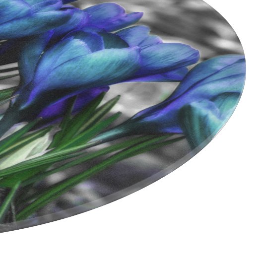 Aqua Blue Crocus Blooms Snijplank (Hoek)