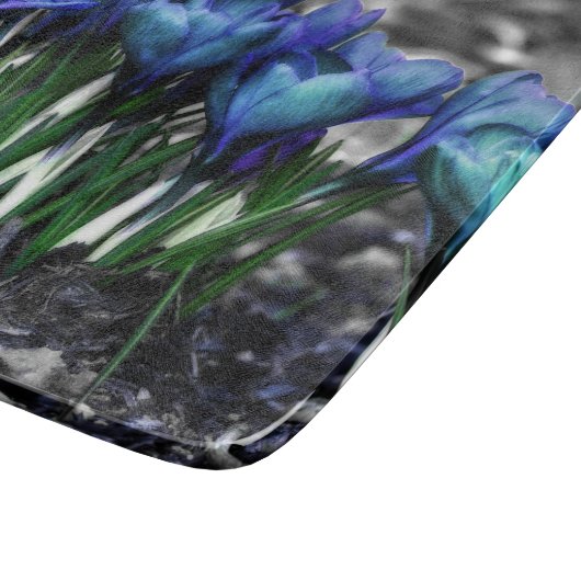 Aqua Blue Crocus Blooms Snijplank (Hoek)