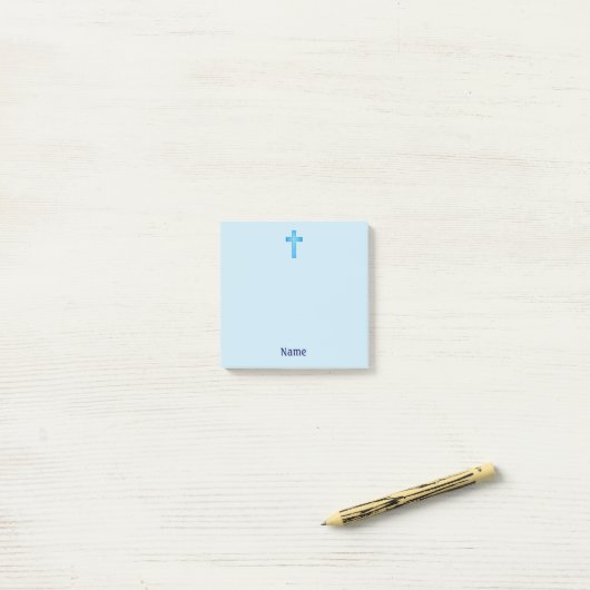 Aqua Blue Cross Faith Post It Note Pad (Op bureau)