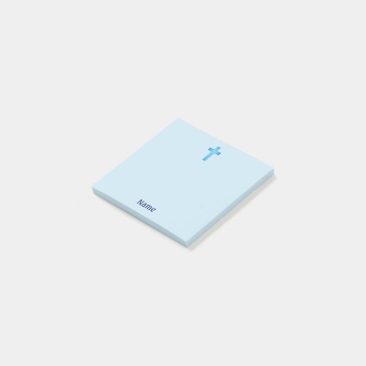 Aqua Blue Cross Faith Post It Note Pad (Schuin)