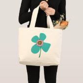 Aqua Blue Daisy Pop Summer Flower Whimsical Cute Grote Tote Bag (Voorkant (product))