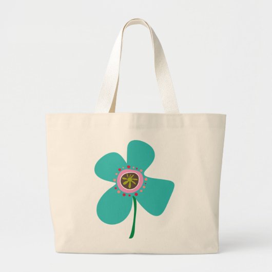 Aqua Blue Daisy Pop Summer Flower Whimsical Cute Grote Tote Bag (Voorkant)