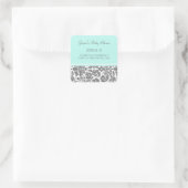Aqua Blue Damask Baby shower Favor Stickers (Tas)