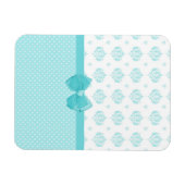 Aqua Blue Damask met Turquoise Ribbon Magneet (Horizontaal)